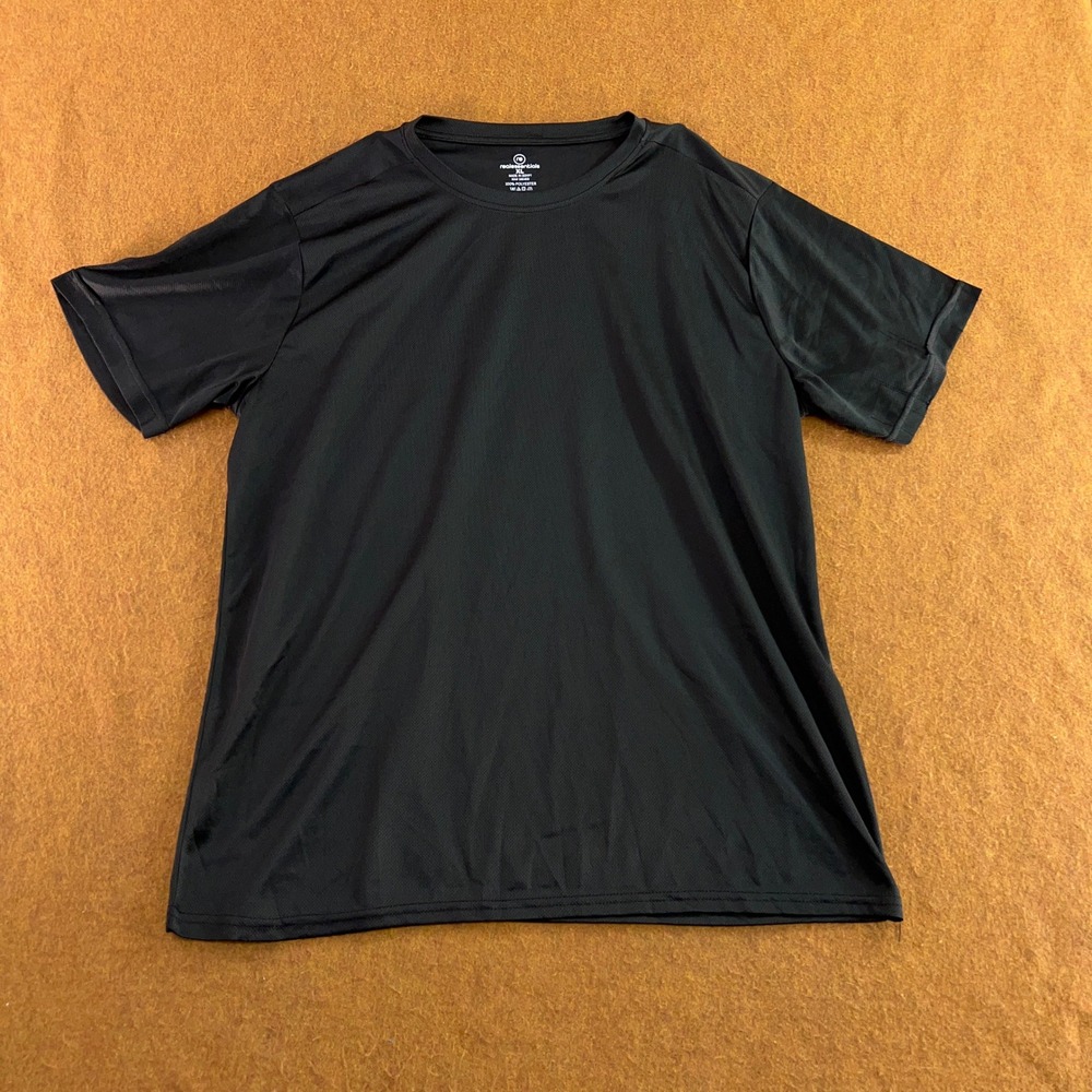 Real Essentials Mens XL Black Short Sleeve Activewear Performance T-Shirt